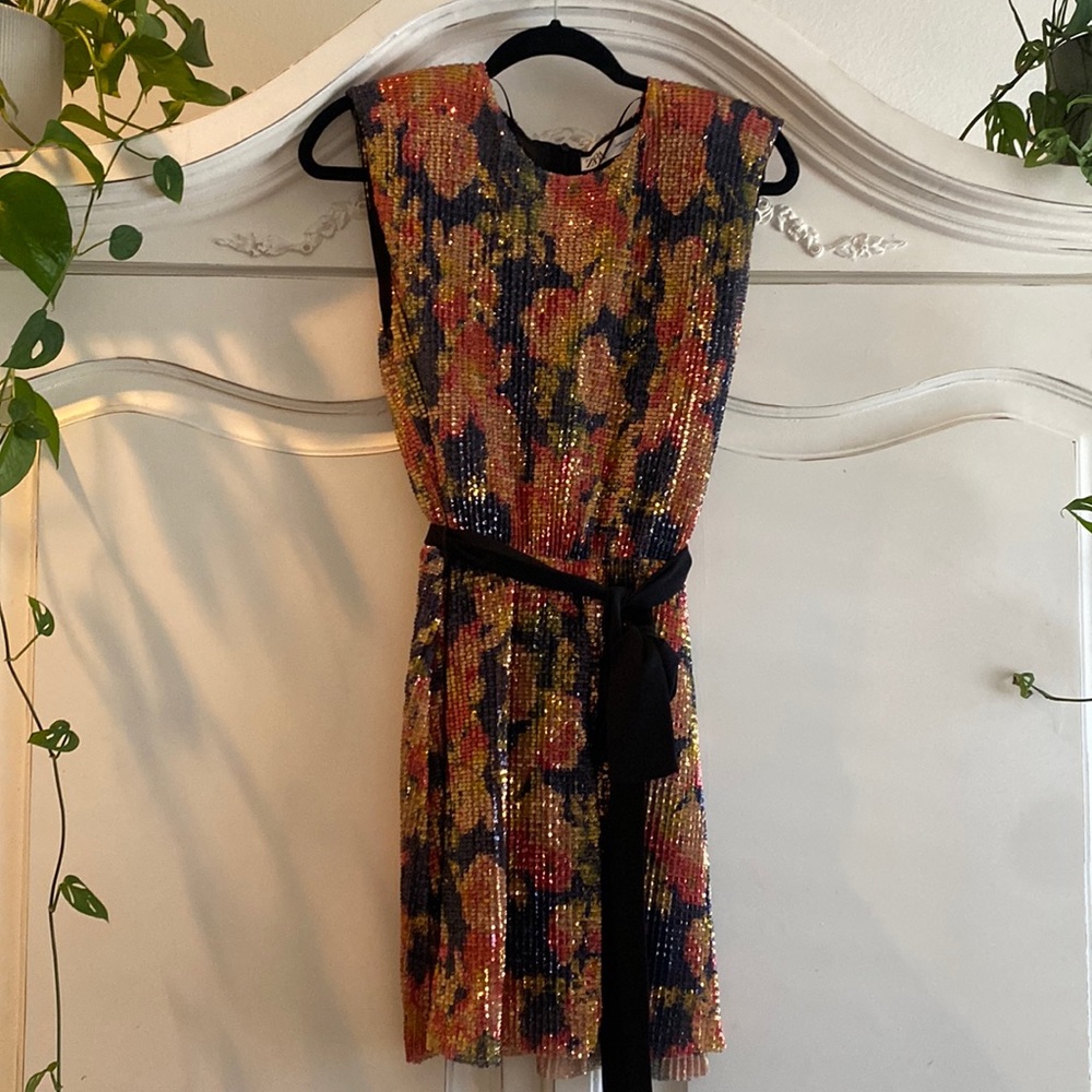 Floral Sequin Party Dress